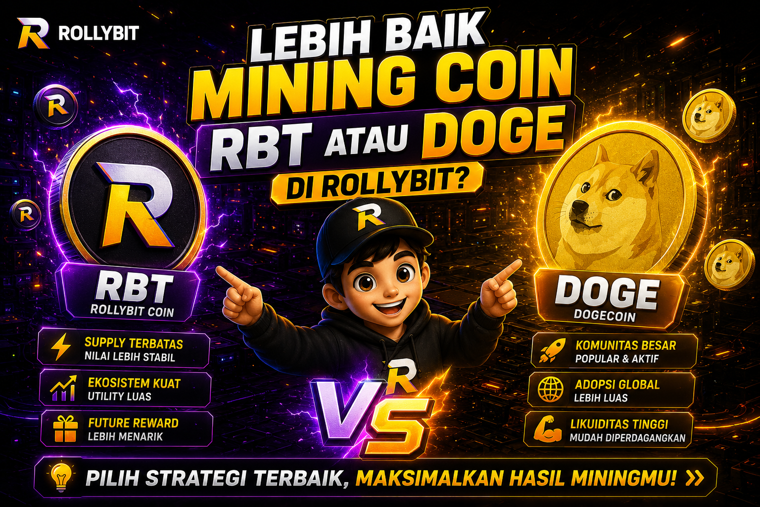 Lebih Baik Mining Coin RBT atau DOGE di Rollybit?